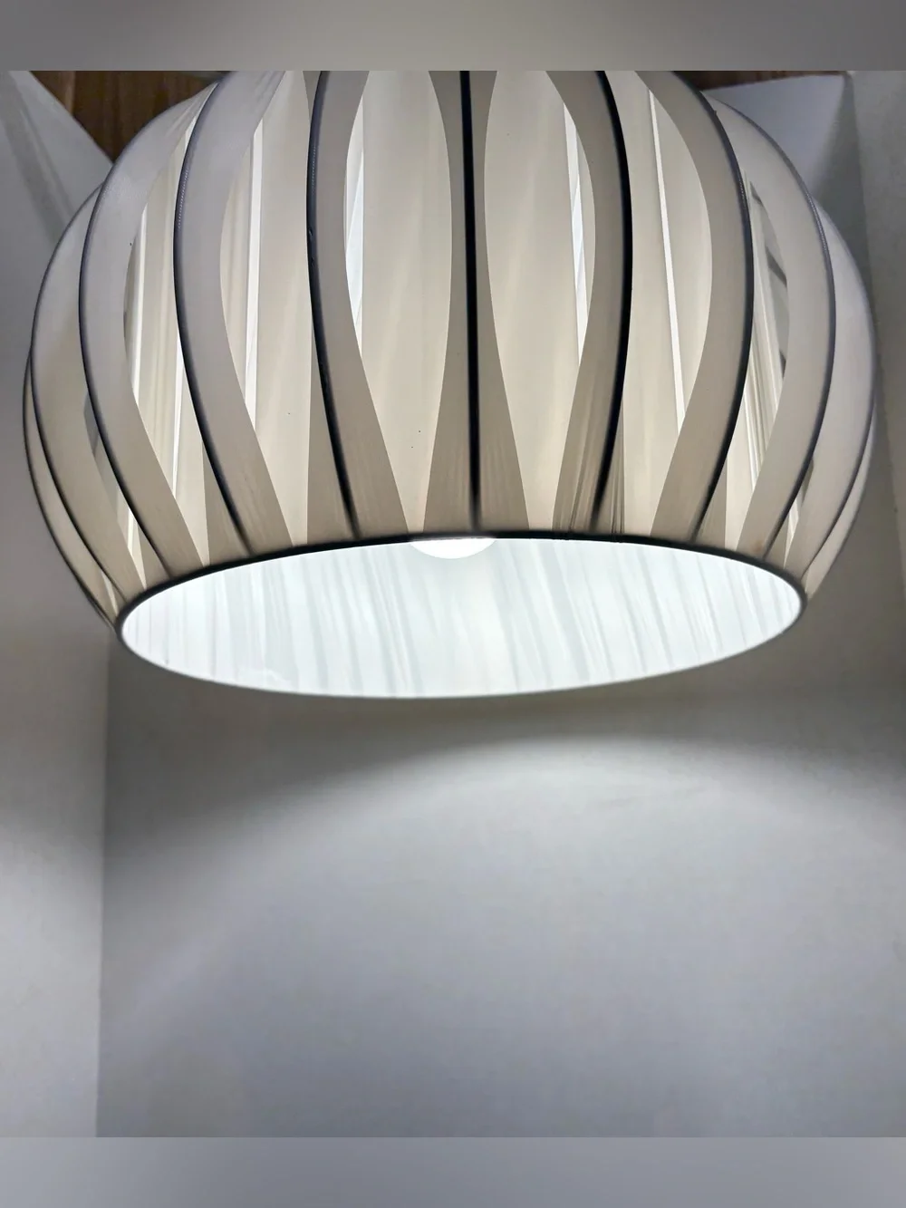 Pleated Onion Bubble Light Shade White Side Fabric 7.5X12 Hanging Plug-In Corded